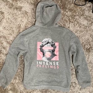 Gray Hoodie with Pink Graphic